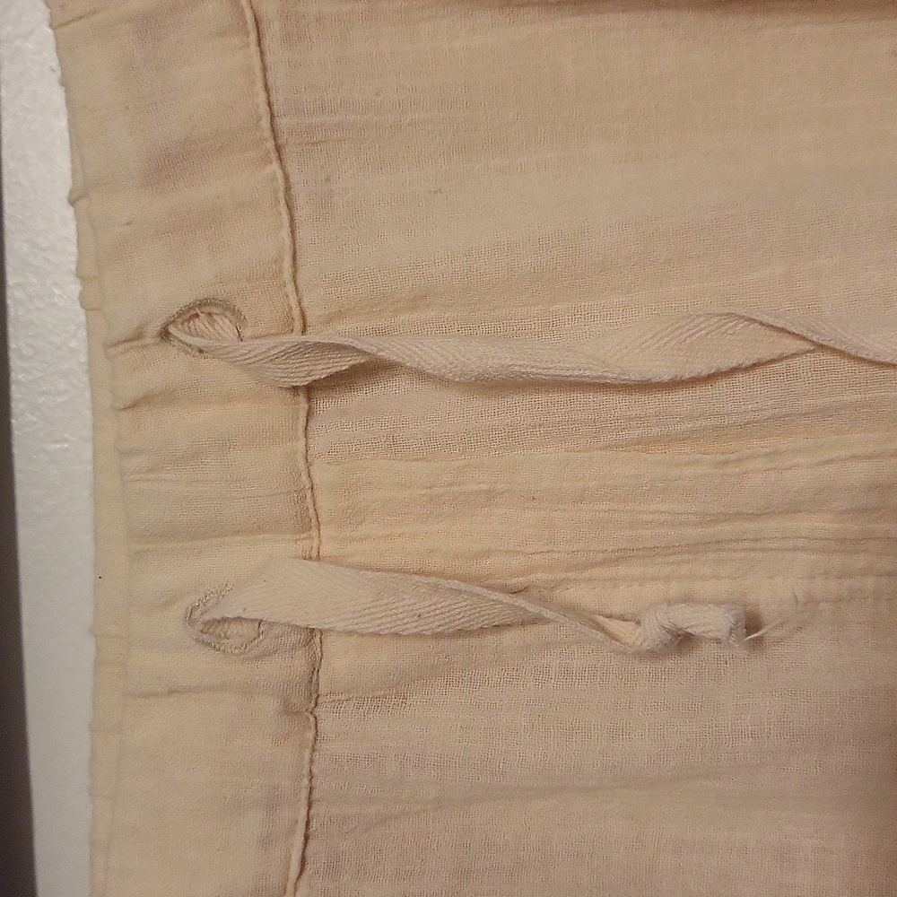 Free People Large Beige Wide-Leg Cargo Pants Boho Elastic Waist - Picture 3 of 13